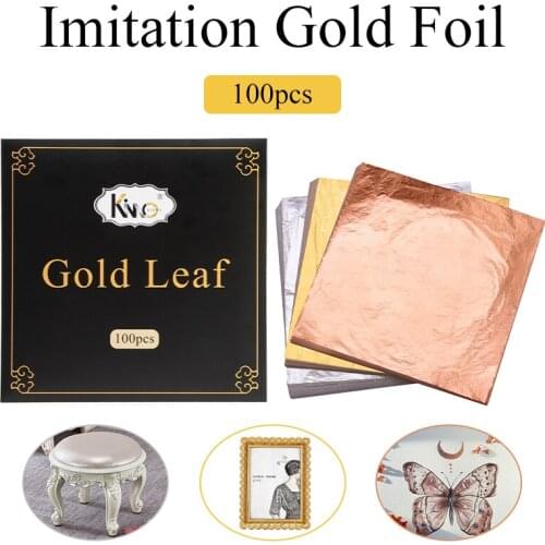 100Pcs Art Craft Design Paper Gilding Imitation Gold Sliver Copper Foil Papers DIY Arts Crafts Decor Leaf Leaves Sheets 16x16cm