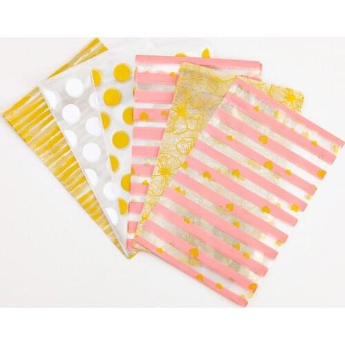 100Pcs Plastic Packaging Bags Cookie Biscuit Bags Candy Bag Luxury Golden Wedding Supplies Baking Snacks Dessert Wrap Pouches