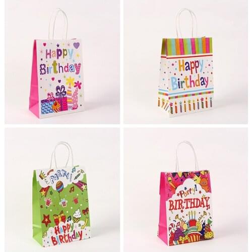 2pcs Small Size Candy Colors Striped Paper Bag Package For Wedding Birthday Favor Gift Bags Kraft Paper Bags With Handles