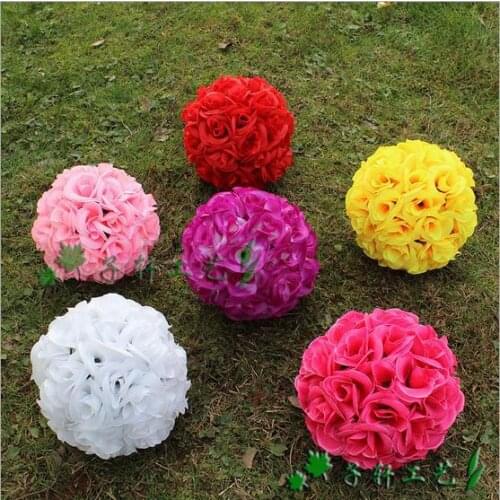 20 CM/8" New Artificial Encryption Rose Silk Flower Kissing Balls Hanging Ball Christmas Ornaments Wedding Party Decorations