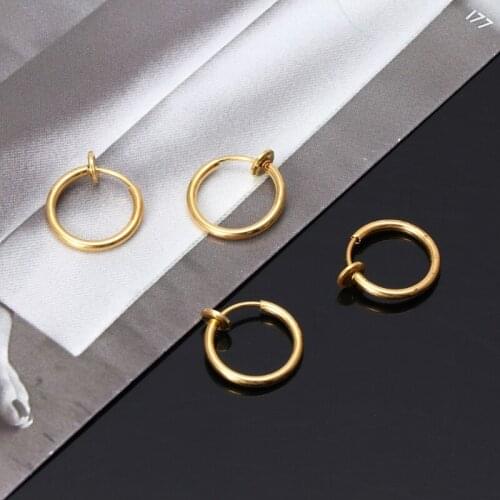 Y166 4Pcs Clip on Fake Earrings Hoop Non-pierced Nose Rings Lip Ear Clip Body Jewelry