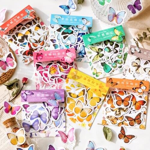 45 pcs Butterfly Flower Language Series Decorative Stickers Scrapbooking Stick Label Diary Album stationery Sticker Accessories
