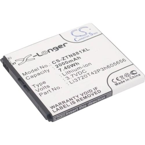 CS 2000mAh/7.4Wh battery for ZTE Blade G2, N881F, U819, V965 Li3720T42P3h605656
