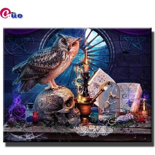 Diy Diamond Embroider Magic Owl Diamond Painting Halloween Skull 5d Cross Stitch Full Drill Round Square Rhinestone Mosaic Decor