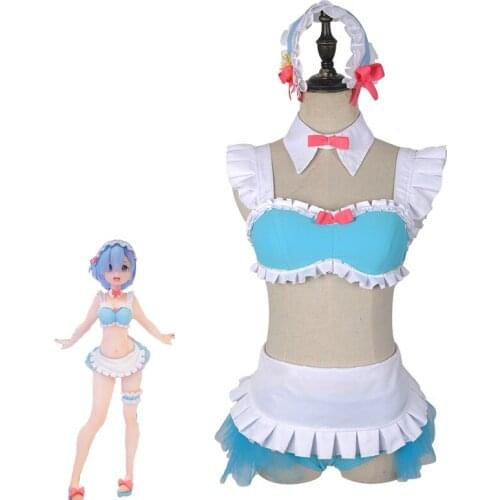 Anime Re:Life In A Different World From Zero Rem Cosplay Costume Rem Swimwear Women Sexy Dress Swimsuit