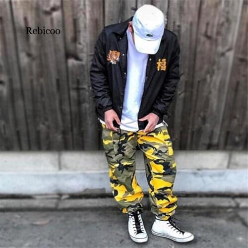 Camo Cargo Pants 2020 Mens Fashion Baggy Tactical Trouser Hip Hop Casual Cotton Multi Pockets Pants Streetwear