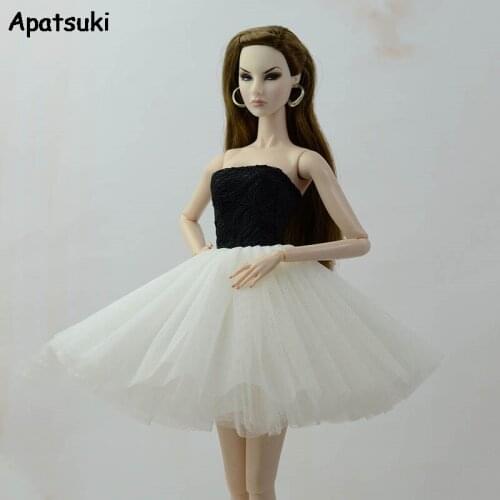 Black White Patchwork Fashion Ballet Dress For Barbie Doll Clothes Evening Dresses Clothes For Barbie Dolls 1/6 Doll Accessories