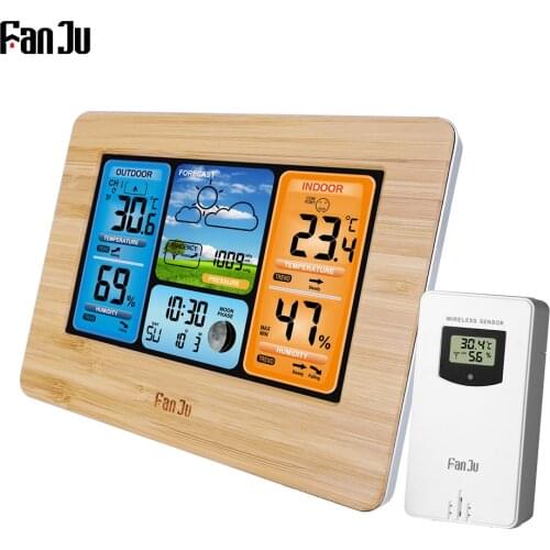 FanJu FJ3373 Digital ThermometerWeather Station LCD Alarm ClockThermometer Hygrometer Indoor Outdoor Weather Forecast Barometer