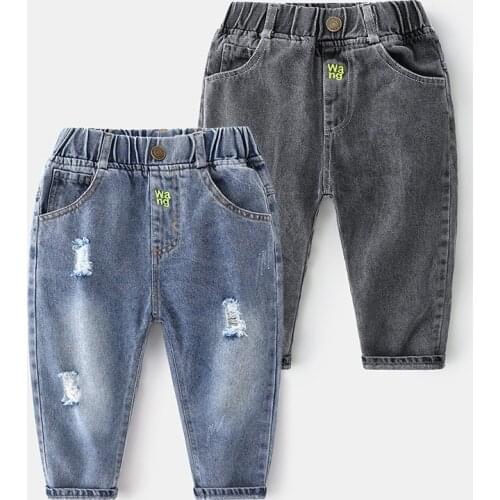 Childrens Denim Pants Boys Autumn Cotton Jeans Boys Autumn Fashion Trousers Kid Clothes for 2 3 4 5 6 7 8 Years Old OBJ205001