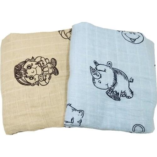 Kids active printing 100% cotton muslin baby milestone blanket soft better than other printing blankets swaddle for newborn nest