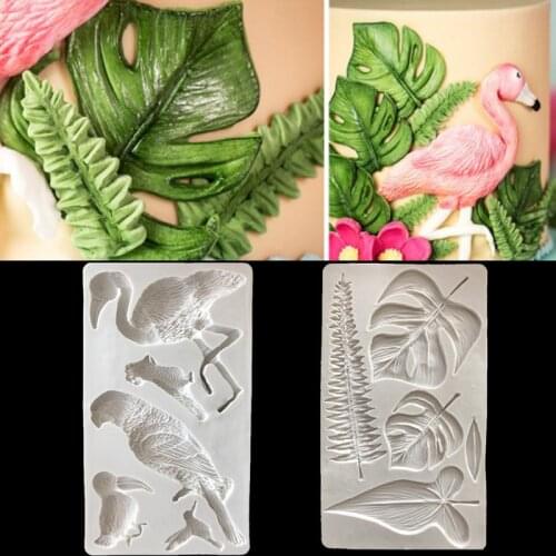 DIY Flamingo Fondant Cake Mould Tropical Rainforest Parrot Toucan Tortoise 3D Silicone Mold DIY Chocolate Cake Decorating Tool