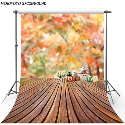 Photography Backdrops 5x7 Yellow Autumn Leaves Vintage Wood Floor Photography Background Cloth Nature Wedding Photocall Custom