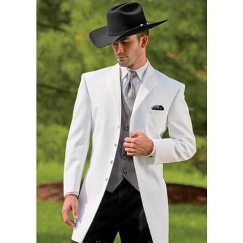 Top Selling Custom Made White Gowns Mens Suits Bridegroom Wedding Three-piece Blazer For Man ( Jacket+Pants+Vest+Tie)