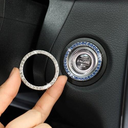 Car Interior One-Key Engine Start Stop Ignition Push Button Decorative Diamante Ring for Skoda Octavia Fabia Rapid Superb Yeti