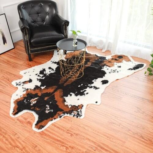 Cow printed rug animal faux zebra skin cowhide carpet Big Size 2X1.5M Brown white Imitation Leather Natural stripe Cowskin Mat