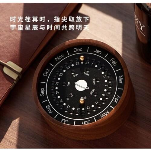 Creative wooden ornaments magnetic planet calendar J03
