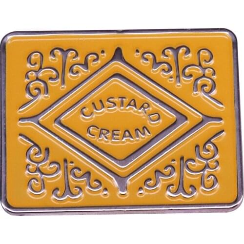 Custard cream biscuit badge flair cookie pin childhood memories jewelry gorgeous decor