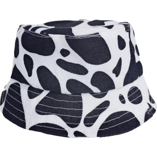 2021 HOT Black White Cow Print Bucket Hats for boys girls Summer Fishman hats girls Travel sad boy Panama Sun hat