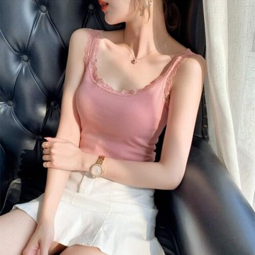 2021 Summer Womens Tank Tops Camis Sexy Lace Slim Elastic Corset Fashion Femme Halter y2k Top Solid Vest