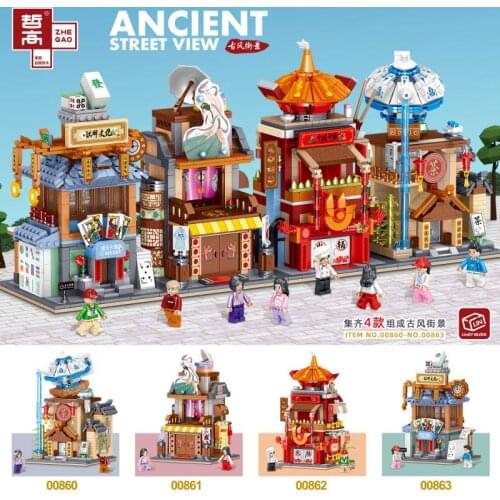 ZHE GAO BLOCKS mini Blocks Kids Building MCO Toys Girls Boys Puzzle Chinatown Street Store 00860 00861 00862 00863 no box