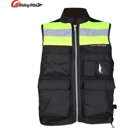 Riding Tribe Motorcycle Reflective Vest Touring Night Riding Motocross Jacket Off-Road Racing Jacket + Back Gear Pads