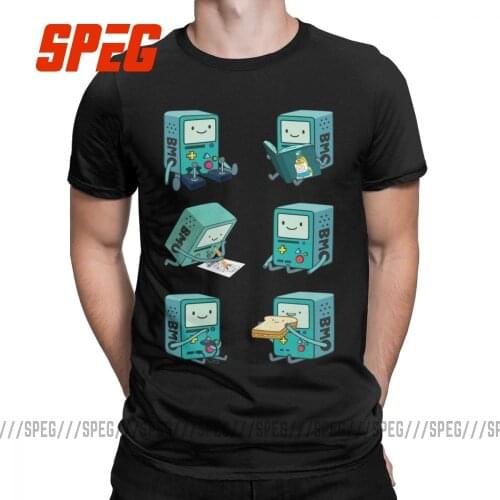 Men T-Shirt BMO Adventure Time Vintage Pure Cotton Tee Shirt Short Sleeve T Shirts Crewneck Clothes Plus Size