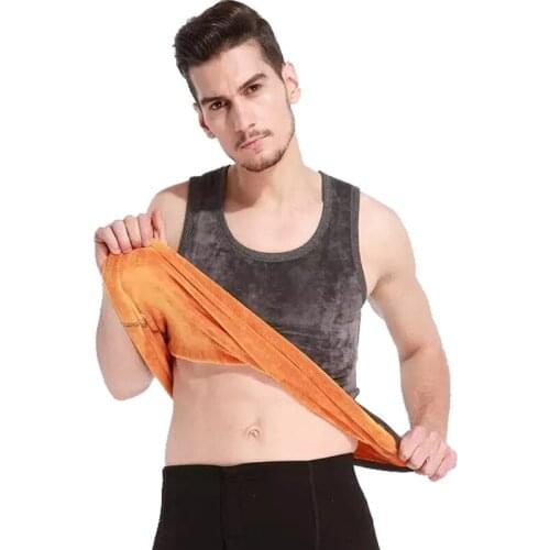 Mens double-sided plush and thickened warm vest mens round neck vest in autumn and winter