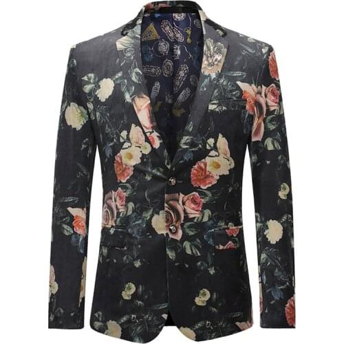 2019 Spring New Flower Print Mens Jacket Suit Slim Fit Leisure Coat Blazer Suit Men Party Formal Heren Colberts Jacket Men