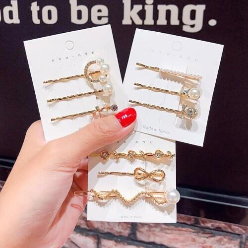 Styling Barrettes for Women Hair Accessories Gold Hair Clips Set Vintage Crystal Pearls Hairpin For Women Fashion Headwear 2021