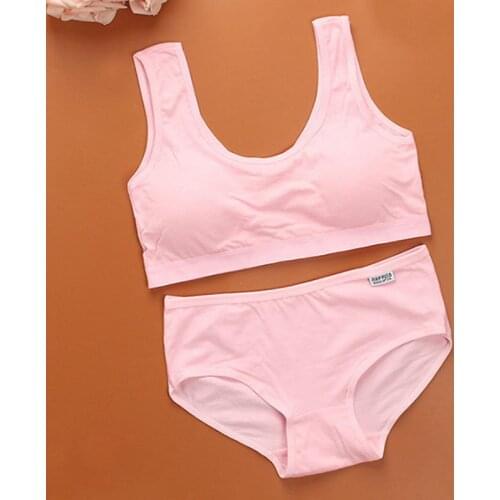 Teenagers Girls Underwear Kids Bra Set Young Training Wireless Underpants