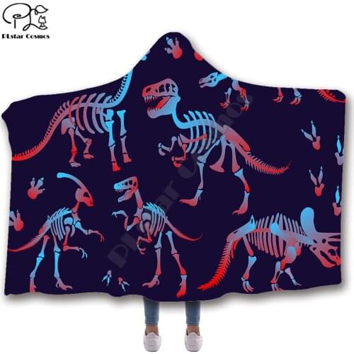 Dinosaur Multi-pattern Hooded Blanket Adult colorful child Sherpa Fleece Wearable Blanket Microfiber Bedding style-4