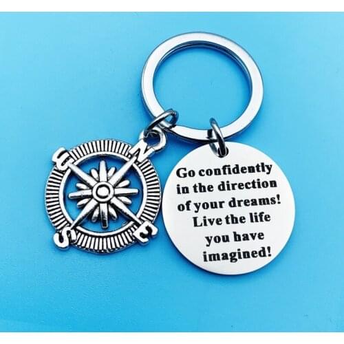 Oeinin Simple Keychain Man Go Confidently Key Holder Bag Unisex Silver Color Zinc Alloy Key Chain Pendant Accessories Porte Clef