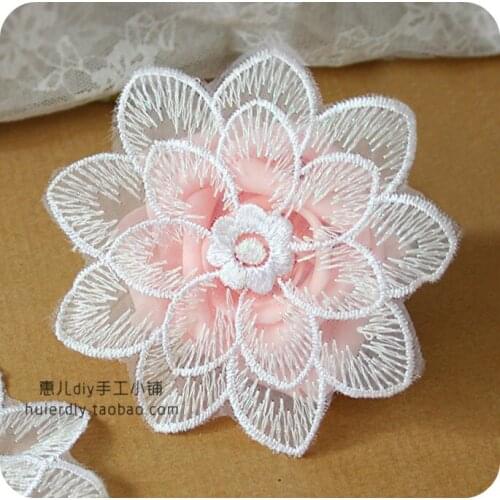 Handmade Patch Lace Accessories Organza Embroidery Lace Applidued DIY Material 11cm Width 10pcs/lot