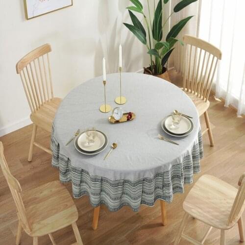 Simple Table Cloth Bohemian Ethnic Round Waterproof Tablecloth Solid Color Cotten Dining Table Cover Mantel Mesa Coffee Table