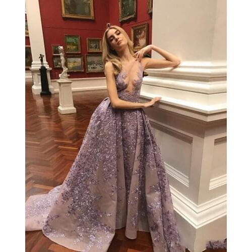 See Through Evening Dresses A-line Tulle Lace Appliques Formal Islamic Dubai Kaftan Saudi Arabic Long Evening Gown