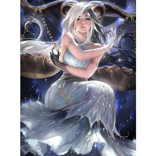 Custom Print Anime Starry Sky Libra Constellation Girl Posters Wall Pictures Canvas Painting for Living Room Bedroom Decoration