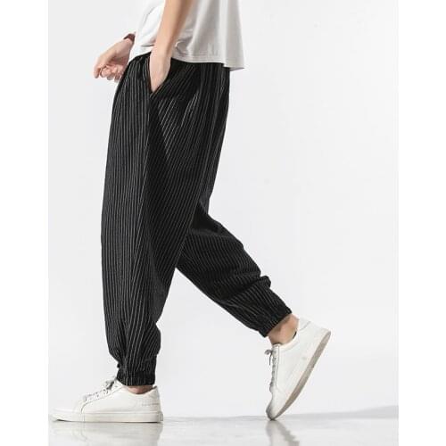 Harem Pants Men Joggers Sweatpants Japanese Streetwear Men Pants Trousers Cotton Linen Korean Style Mens Pants 2021