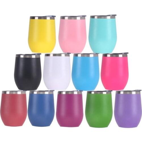 10pcs 12oz Wine Tumbler Wine Glass Egg Cups Double Wall Stainless Steel Vacuum Insulated Cups Flask Beer Coffee Mugs With