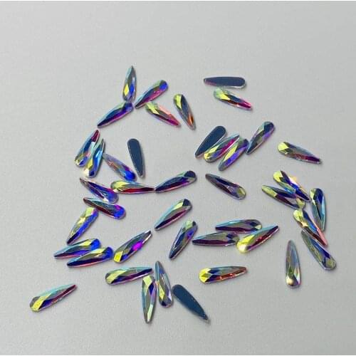 3x10mm Raindrop shape Crystal AB Hot fix iron rhinestone 144 pcs packing