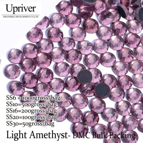 Bulk Packing Loose Machine Cut Best Quality Shiny SS6 SS10 SS16 SS20 SS30 Light amethyst Flatback Hotfix Rhinestones