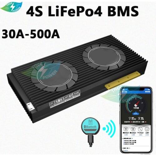 Smart LiFePO4 4S BMS 12V 30A 60A 150A 200A 250A 300A 400A 500A Bluetooth 485 to USB device UART Lion LiFePO4 LTO Batteries