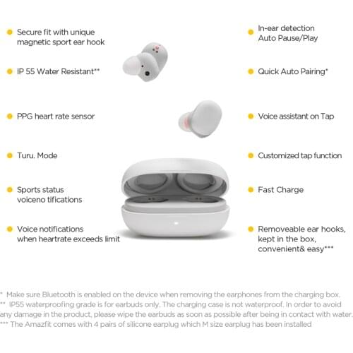 In stock Amazfit Powerbuds earphones Wireless In-Ear 24 Hours Battery Life Heart rate Monitor Bluetooth 5.0 For iOS Android