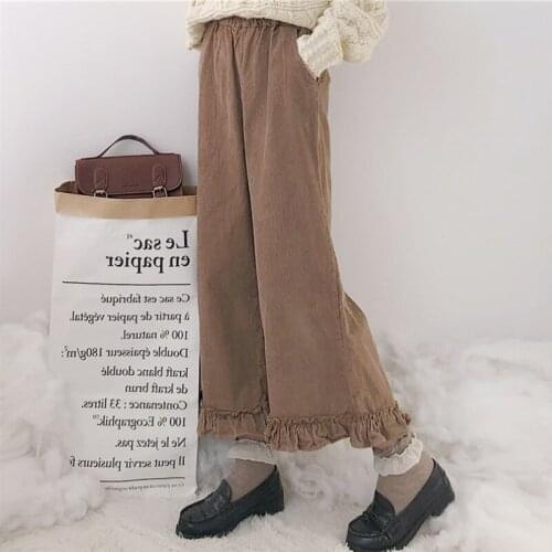 Spring and Autumn New Japanese Retro Fungus Loose Was Thin Casual Pants Students Wide Leg Pants Nine Points Pants Women