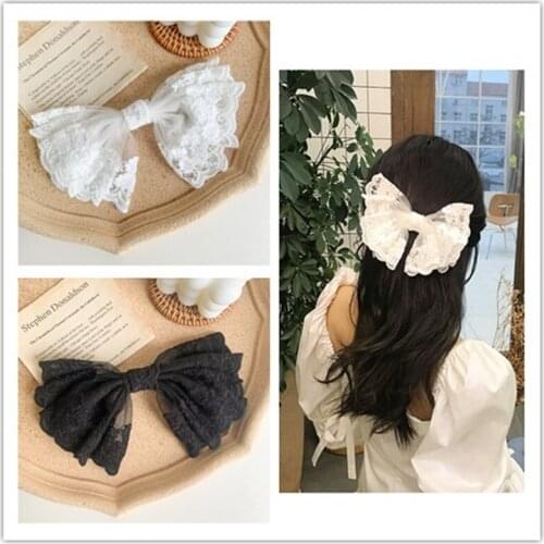 Lace Big Bow Spring Clip Embroidery Lace Hairpin Girls Spring And Summer New Hair Accessories