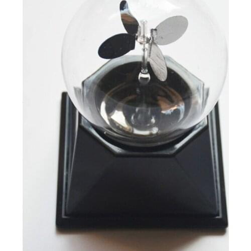 Crookes Radiometer Handmade Solar Power Glass Windmill with 4 Spinning Vanes Desk Toys Home Office Decoration Gift