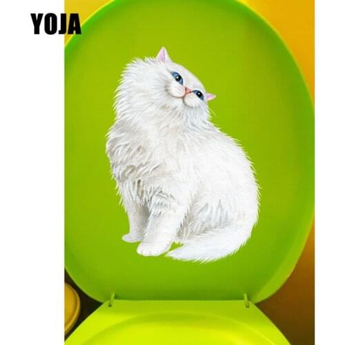 YOJA 15.7*21.5CM Cartoon Cat With Crooked Neck Bedroom Wall Decal WC Toilet Sticker Home Decoration T1-0193