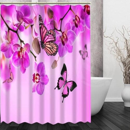 Custom Bath curtain Waterproof Modern Orchid Flower Shower Curtain polyester Bath screens Personalized