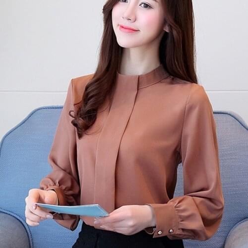 2021 spring new fashion Blouses shirt Long Sleeve women Casual female clothing solid Chiffon elegant women Tops blusas D456 30