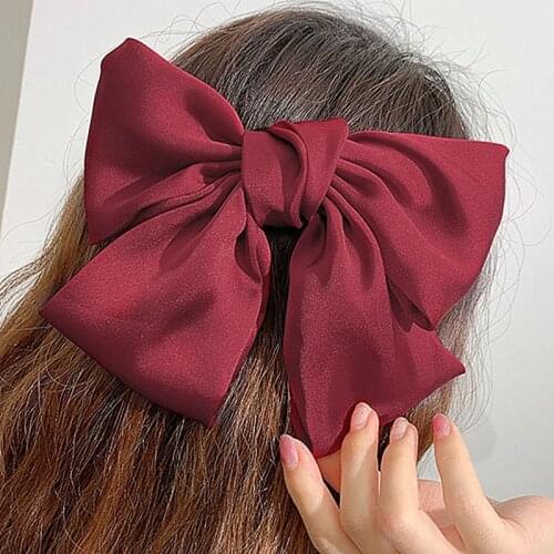Winter Velvet Bowknot Hair Clips Hand Tie Large Pigtail Bows Hairpin For Women Girls Satin Temperament Elegant Accessoires