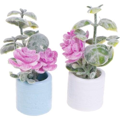 1:12 Dollhouse Miniature Green Mini Tree Potted For Green Plant In Pot Doll House Furniture Home Decor Simulation Potted Plants